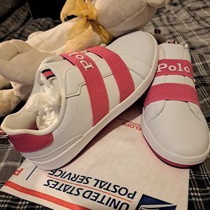 ** POLO   by RALPH LAUREN  SNEAKERS  **(Girl's /pink & white ) Size 3